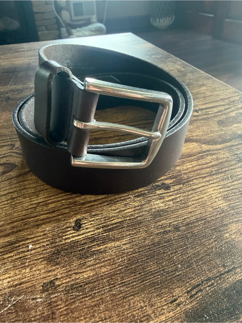 GAP Black Leather Belt with Silver Buckle